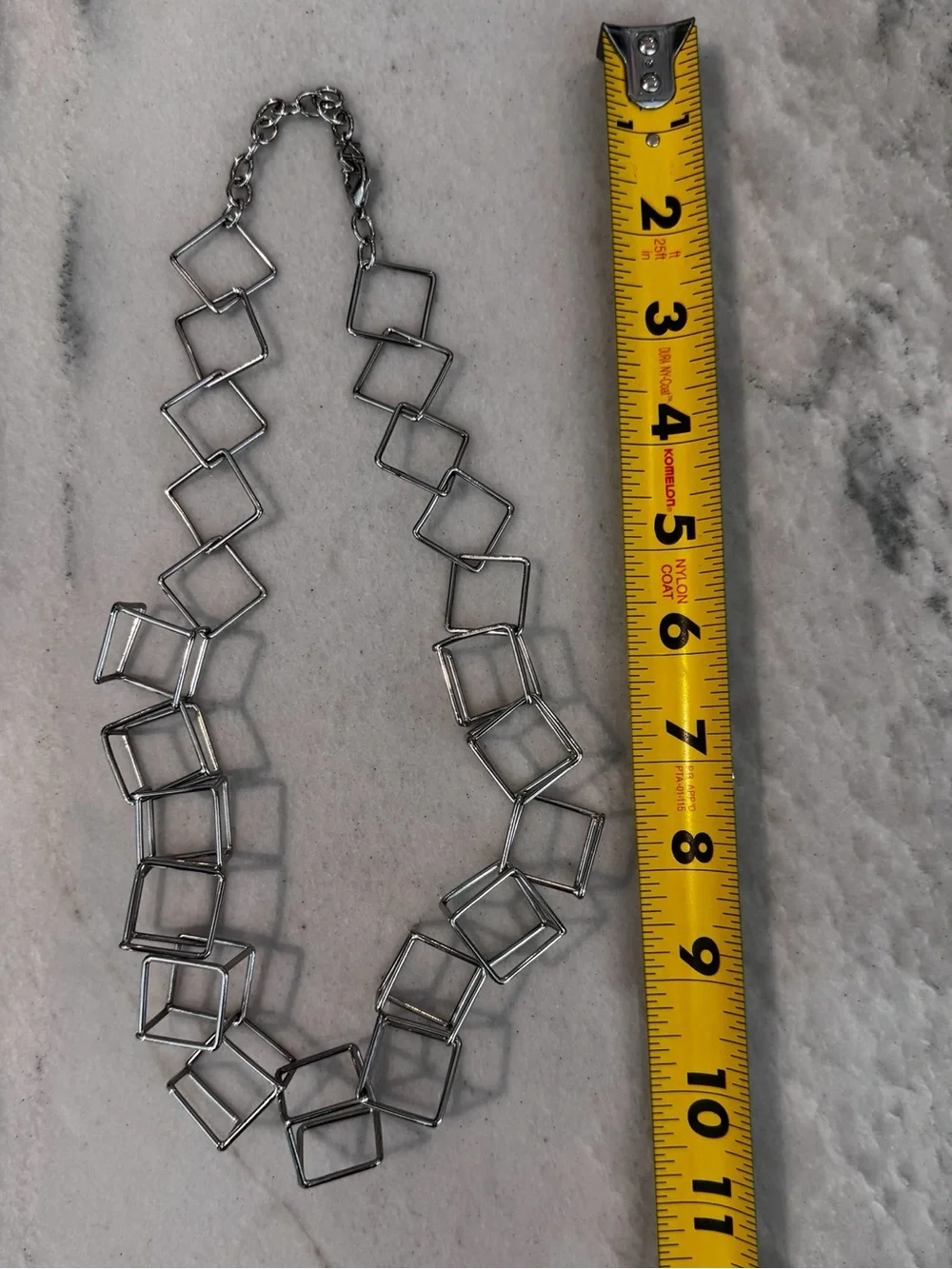 1986 Vintage Geometric Linked Silver Open Cube Necklace